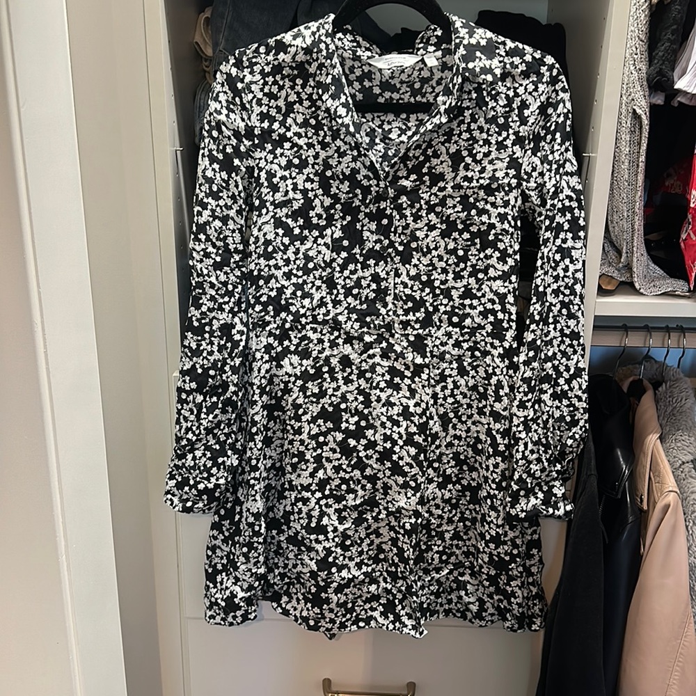 & Other Stories black and white floral mini dress